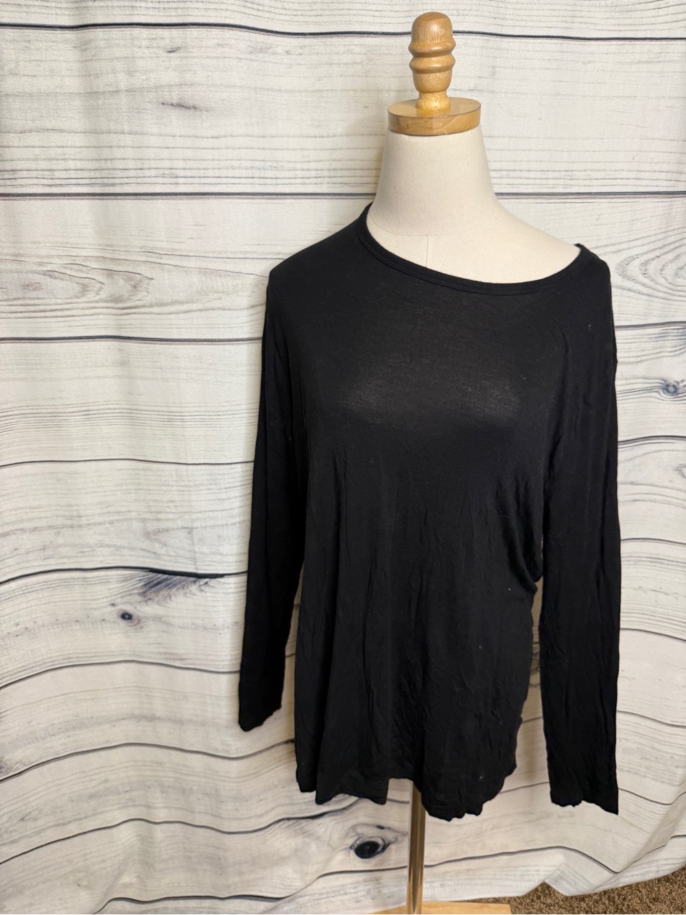 WonderWink Black Long Sleeve Crewneck Top